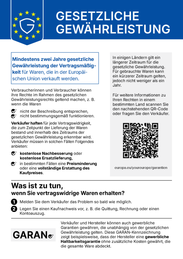 Harmonisierte EU-Mitteilung über das gesetzliche Gewährleistungsrecht